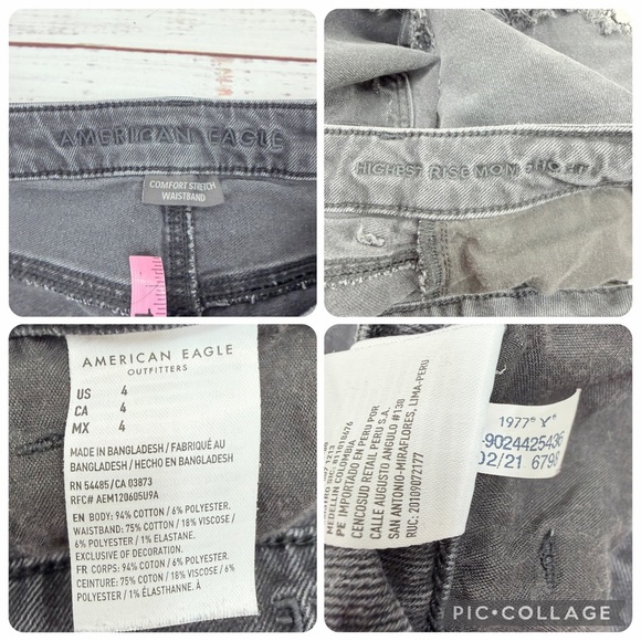 Lot of 3 American Eagle Size 4 Mom High Rise Distressed Black Blue Jean Shorts - Picture 11 of 16
